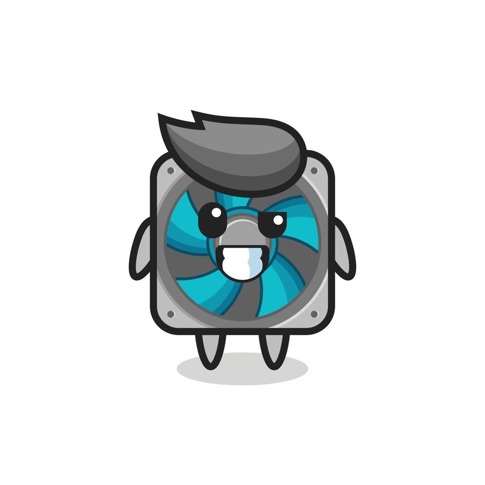 cute computer fan mascot with an optimistic face vector