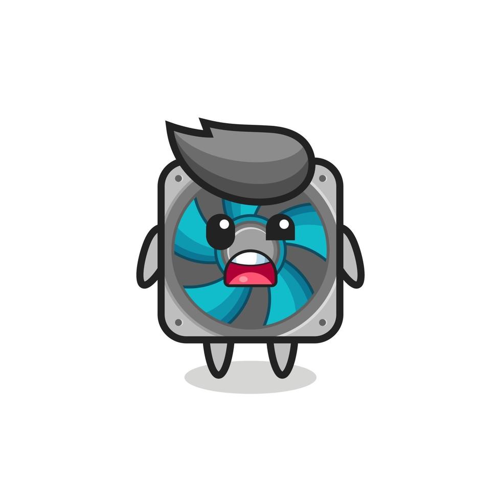 the shocked face of the cute computer fan mascot vector