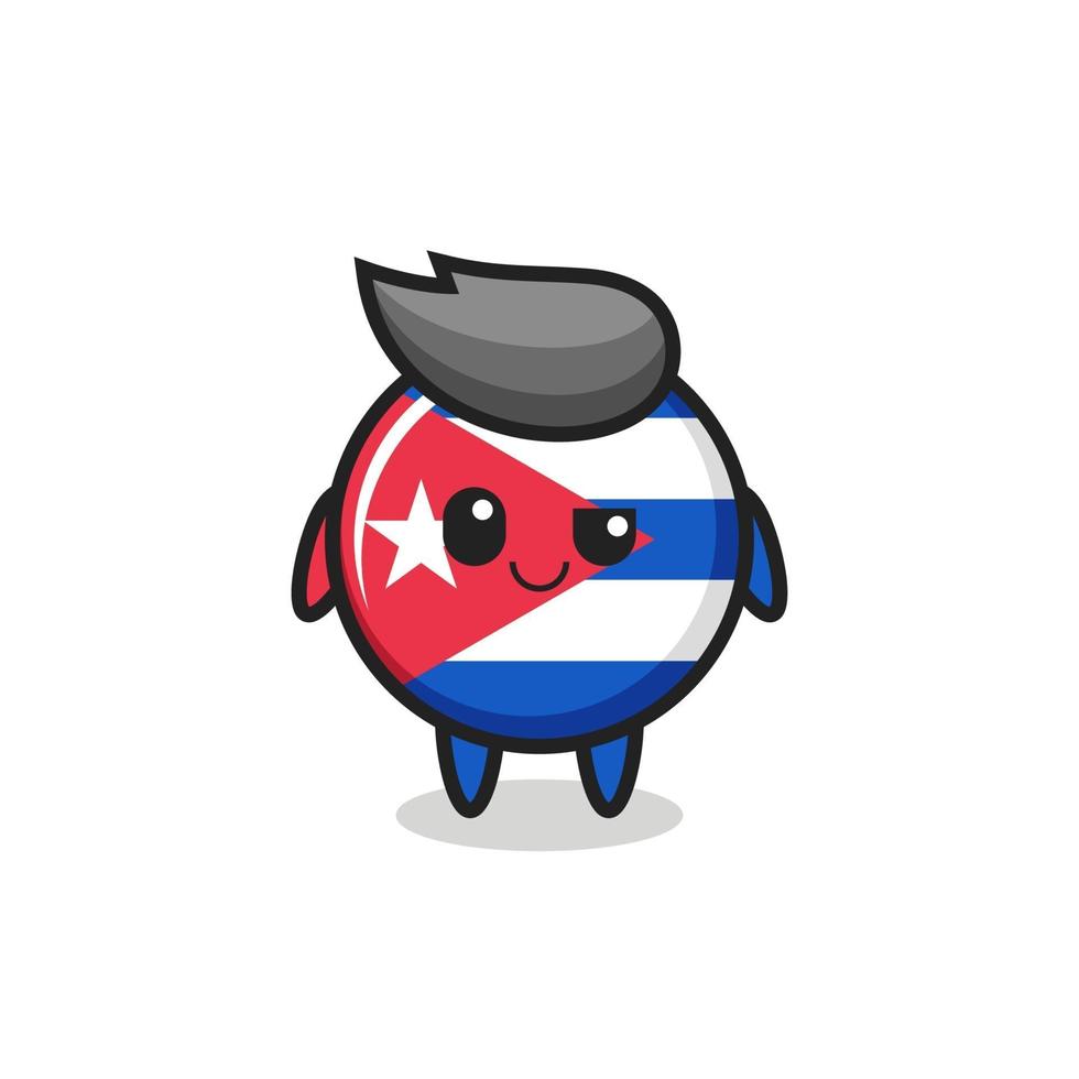 dibujos animados de la insignia de la bandera de cuba con una expresión arrogante vector
