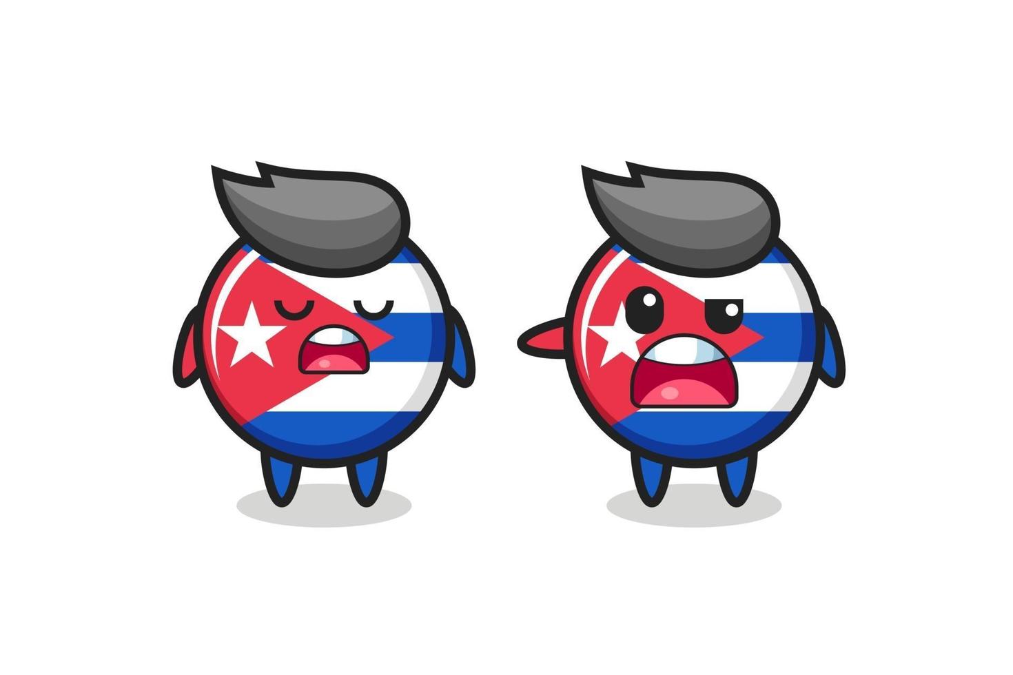 illustration of the argue between two cute cuba flag badge characters vector