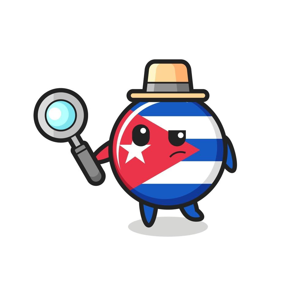 cuba flag badge detective character is analyzing a case vector