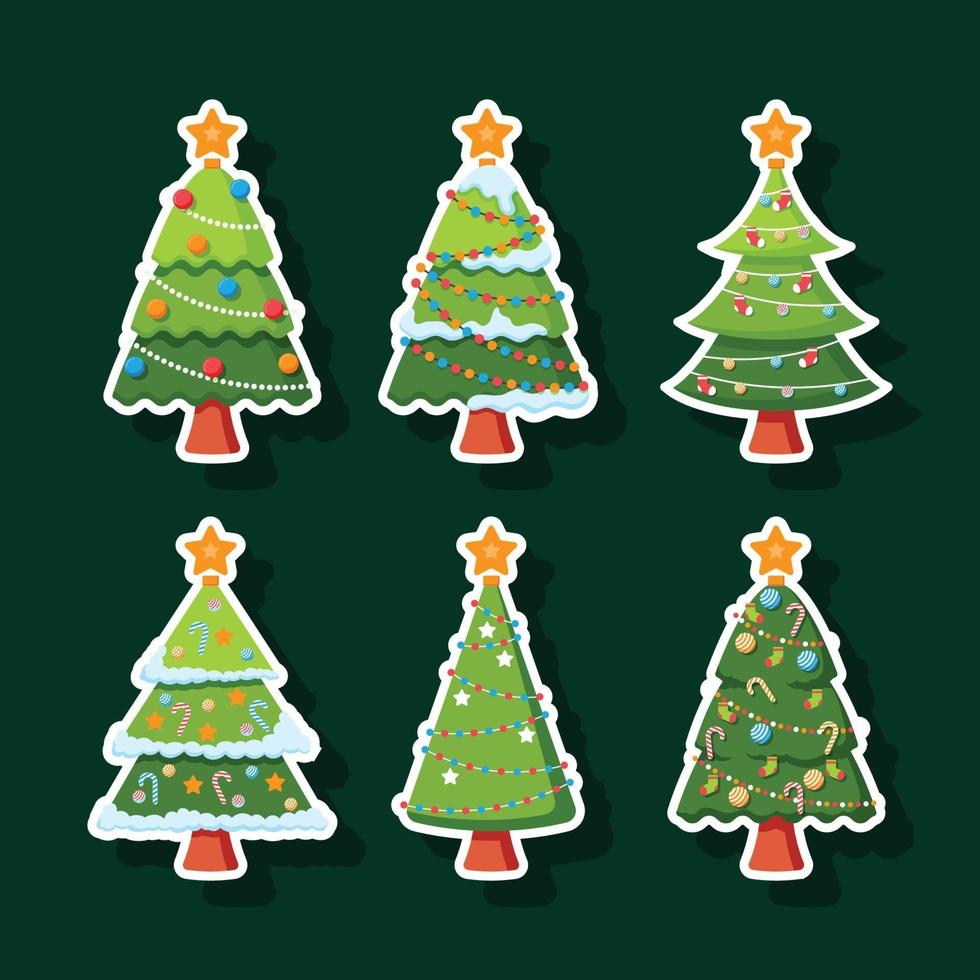 Christmas Tree Sticker Collection vector