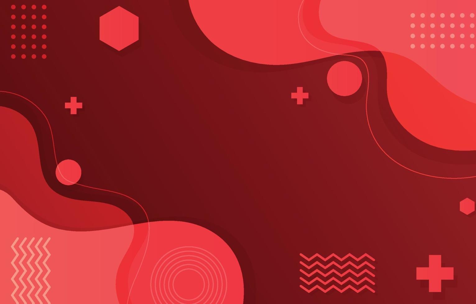 Fondo abstracto rojo con ondas y elementos geométricos. vector