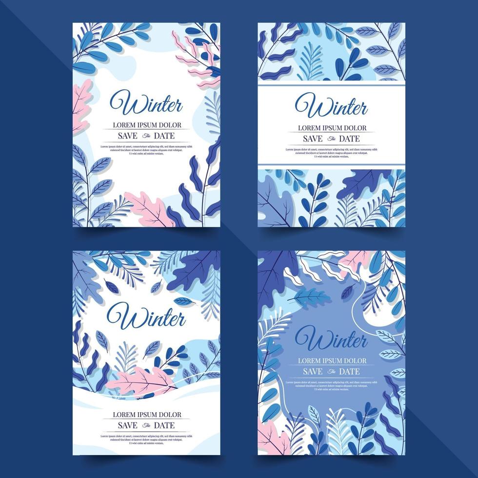 Floral Winter Invitation Set vector