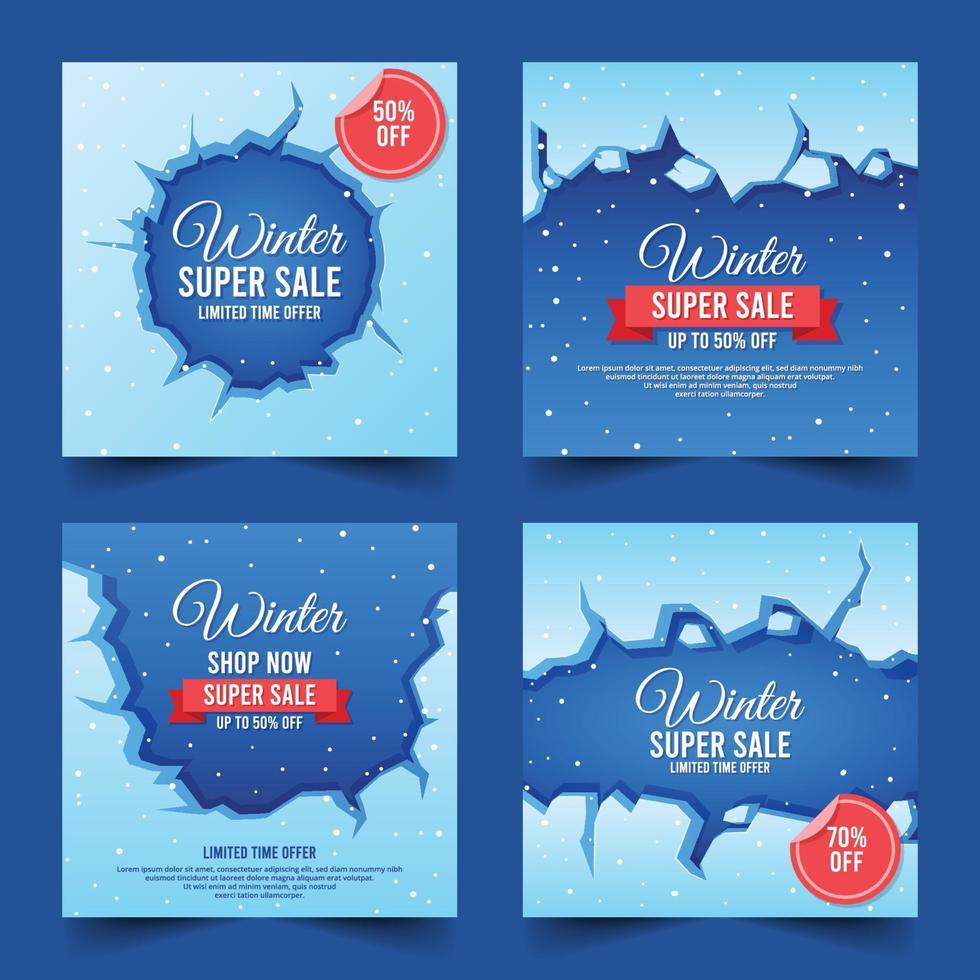Winter Sale Social Media Post Collection vector