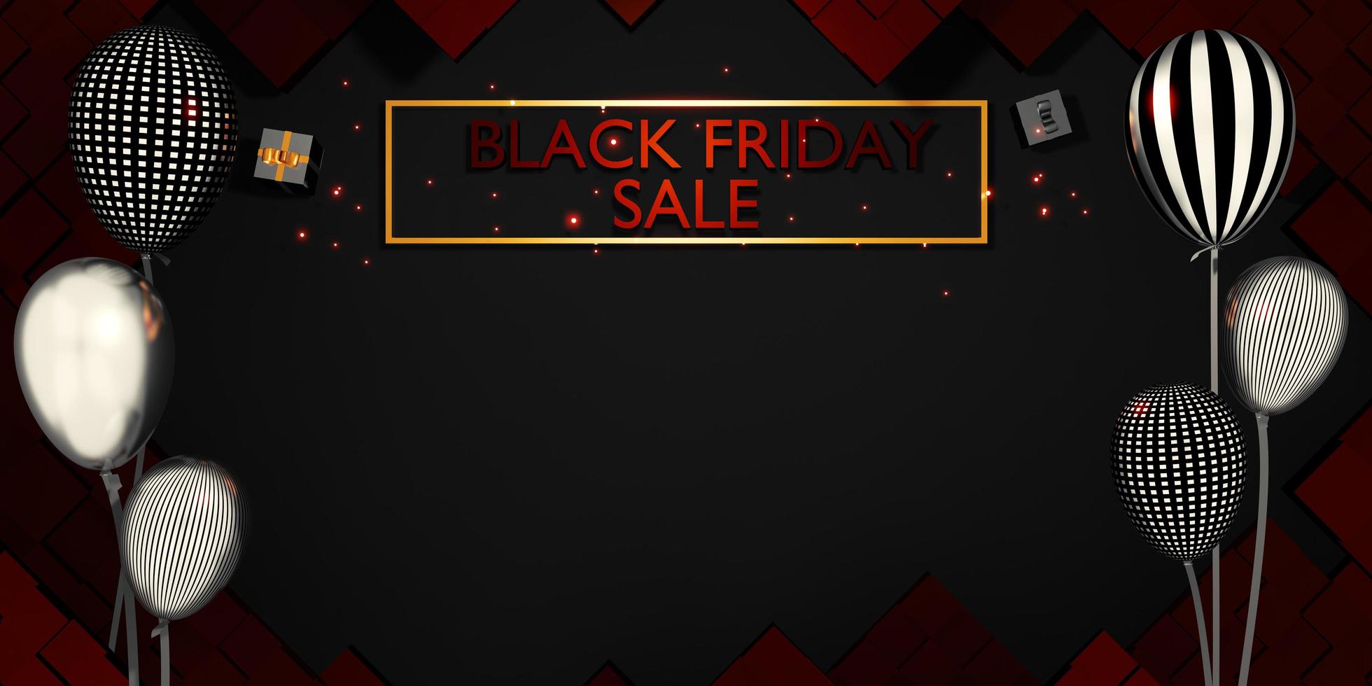 Black Friday banner shop sale with gifts and balloons photo