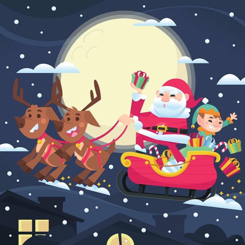 Merry Christmas with Santa Claus and Friends vector