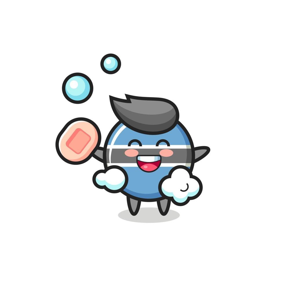 botswana flag badge character is bathing while holding soap vector