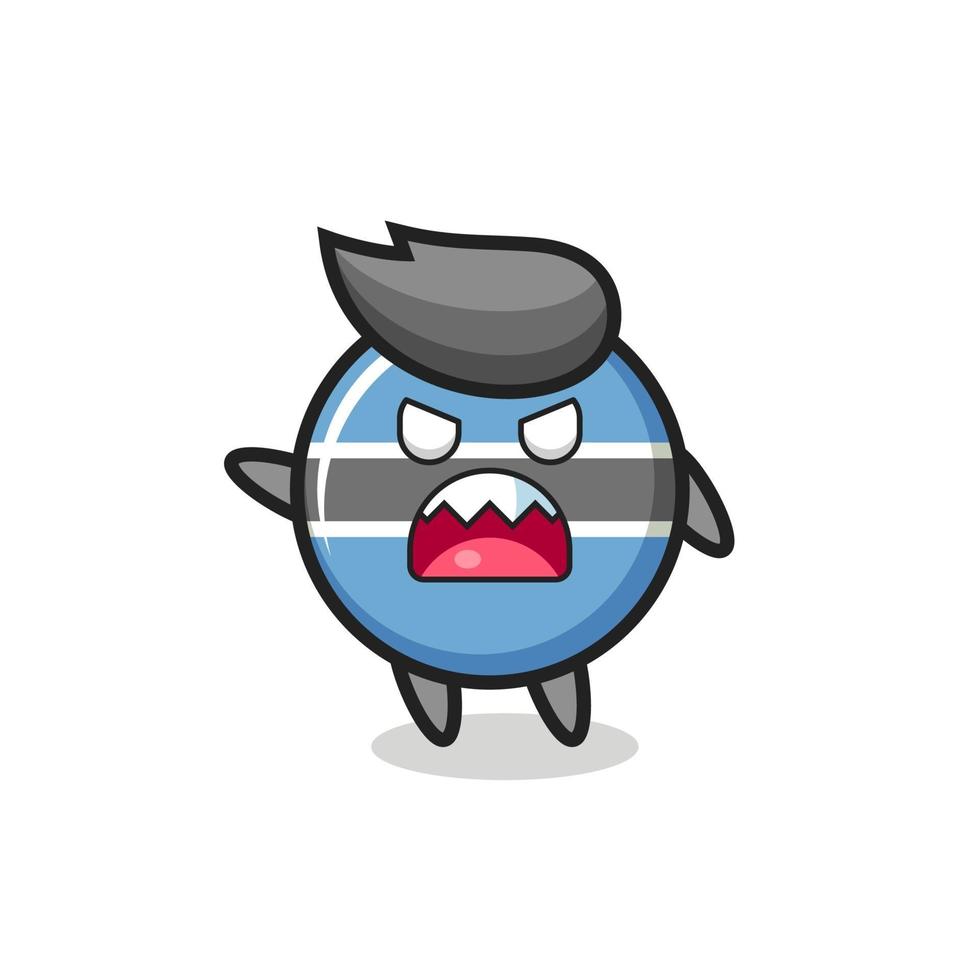 cute botswana flag badge cartoon in a very angry pose vector