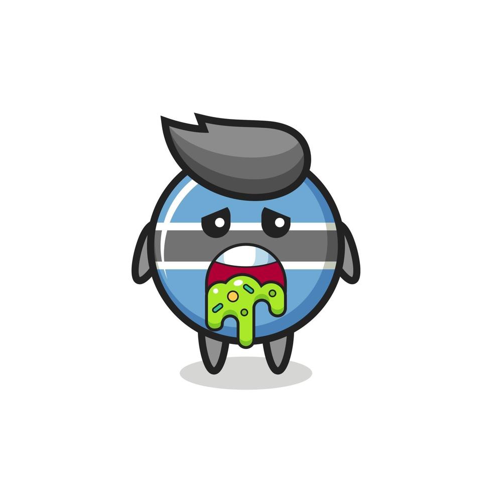 the cute botswana flag badge character with puke vector