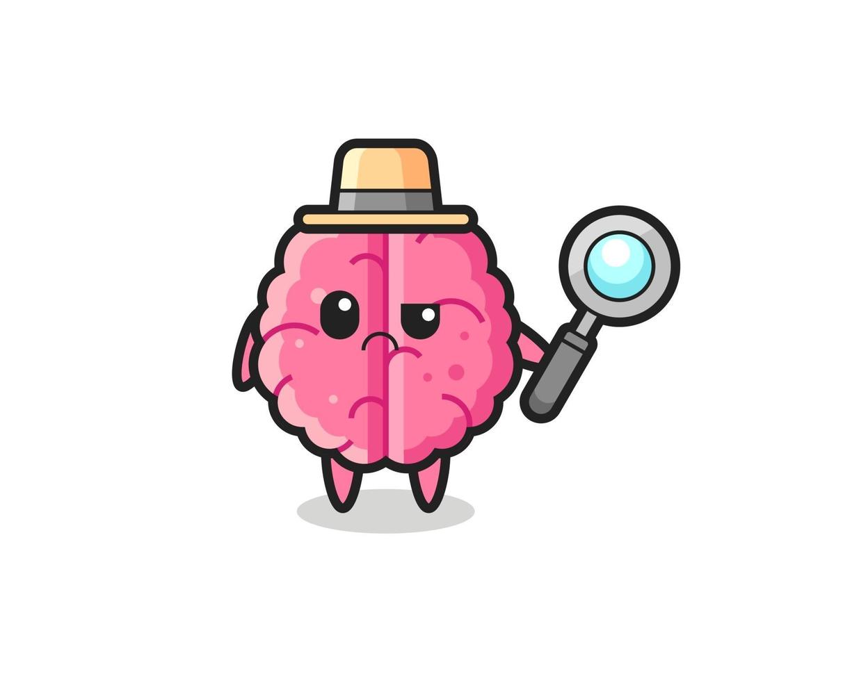 the mascot of cute brain as a detective vector