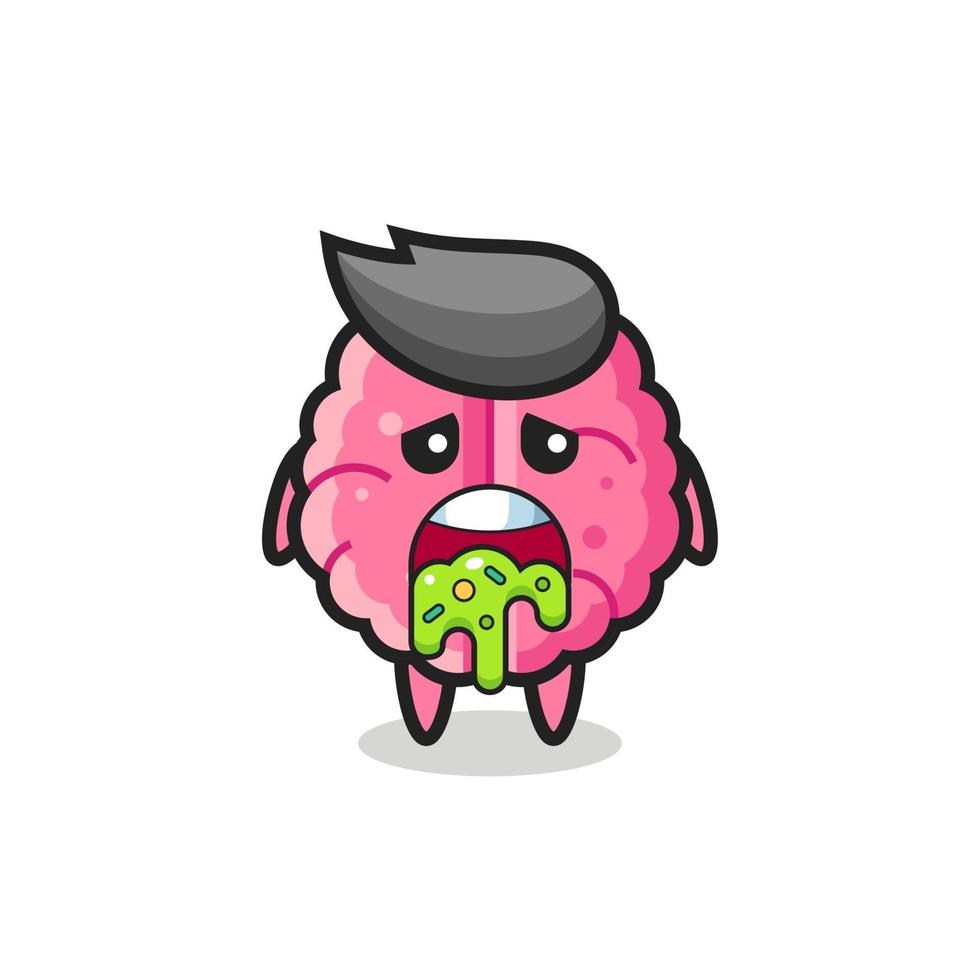 the cute brain character with puke vector