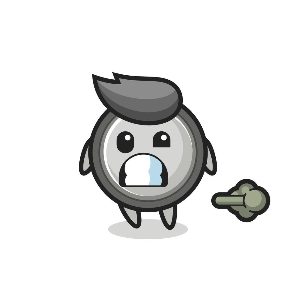 the illustration of the button cell cartoon doing fart vector