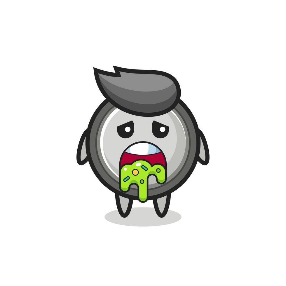 the cute button cell character with puke vector