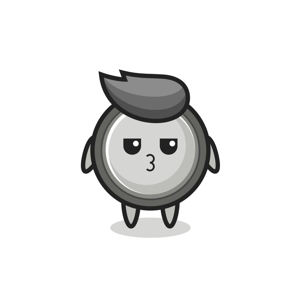 the bored expression of cute button cell characters vector