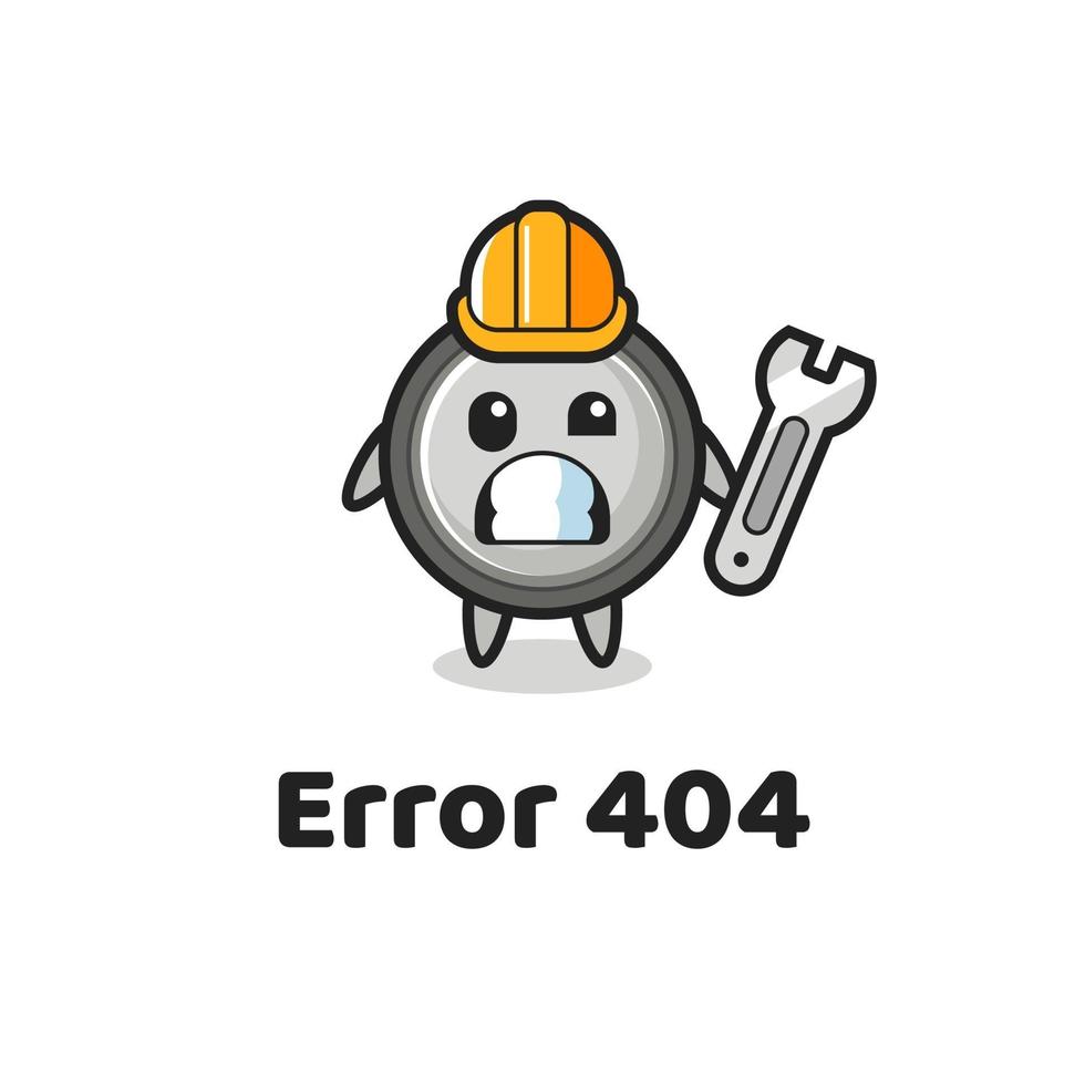 error 404 with the cute button cell mascot vector