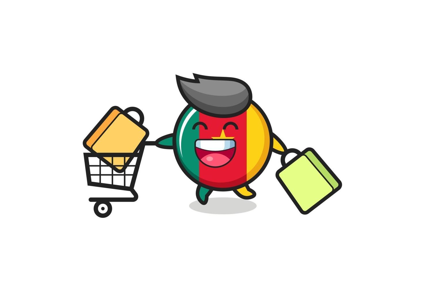 black Friday illustration with cute cameroon flag badge mascot vector