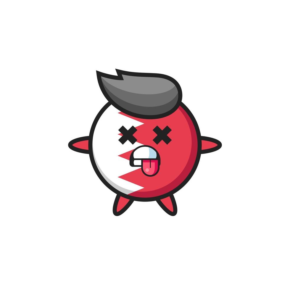 character of the cute bahrain flag badge with dead pose vector