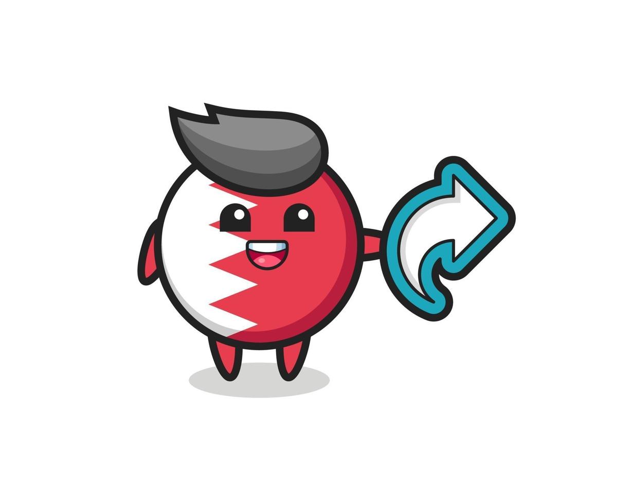 cute bahrain flag badge hold social media share symbol vector