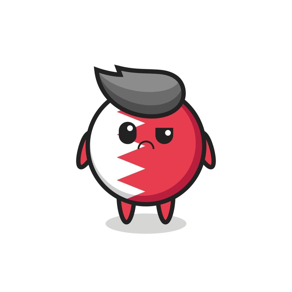 the mascot of the bahrain flag badge with sceptical face vector