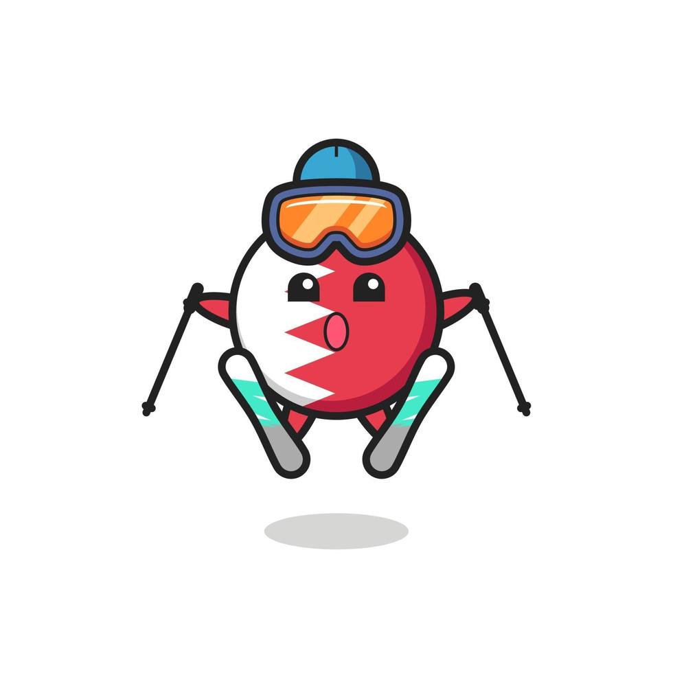 bahrain flag badge mascot character as a ski player vector