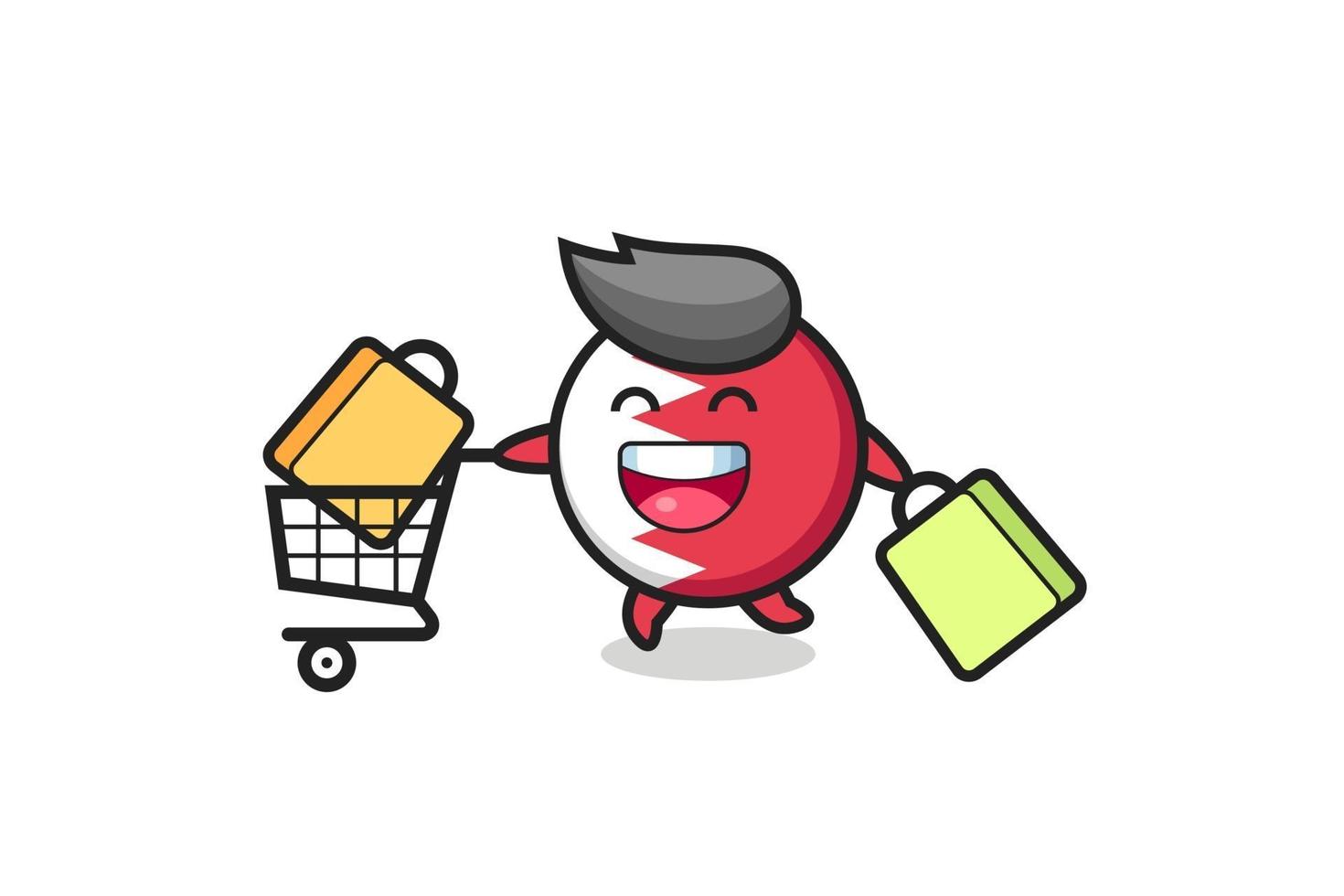 black Friday illustration with cute bahrain flag badge mascot vector