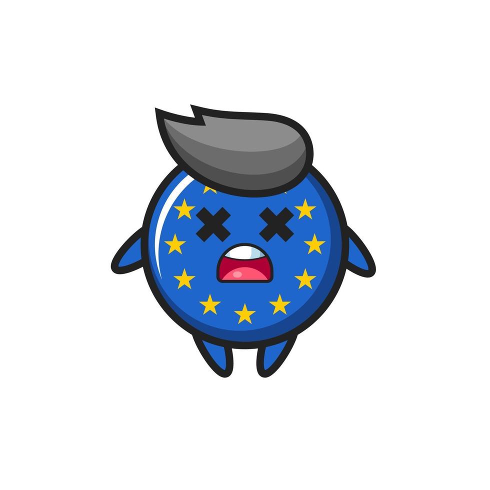 el personaje de la mascota de la insignia de la bandera de europa muerto vector