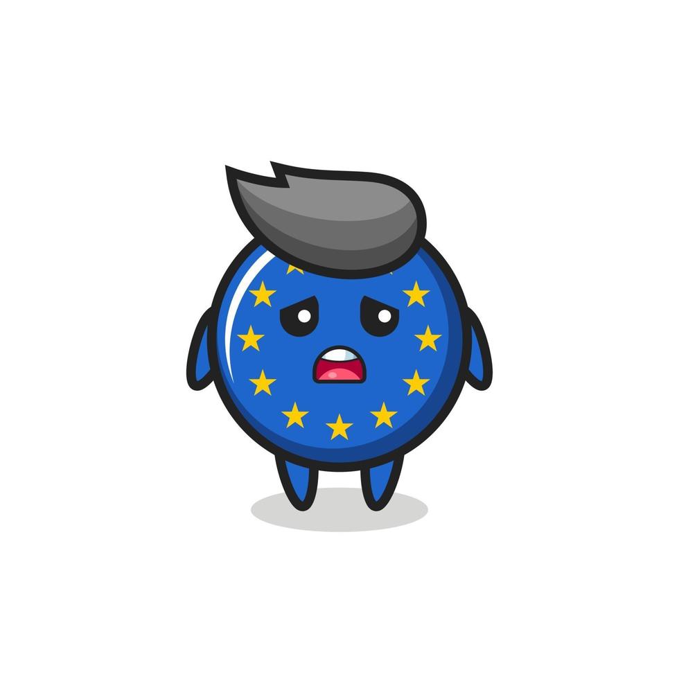 disappointed expression of the europe flag badge cartoon vector