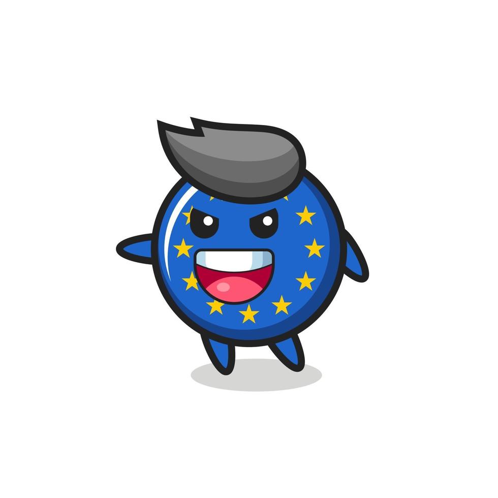 europe flag badge cartoon with very excited pose vector