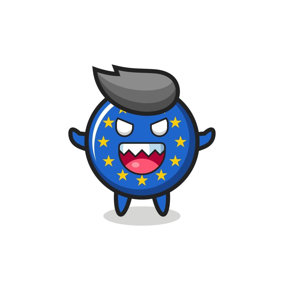Ilustración del malvado personaje de la mascota de la insignia de la bandera de Europa vector