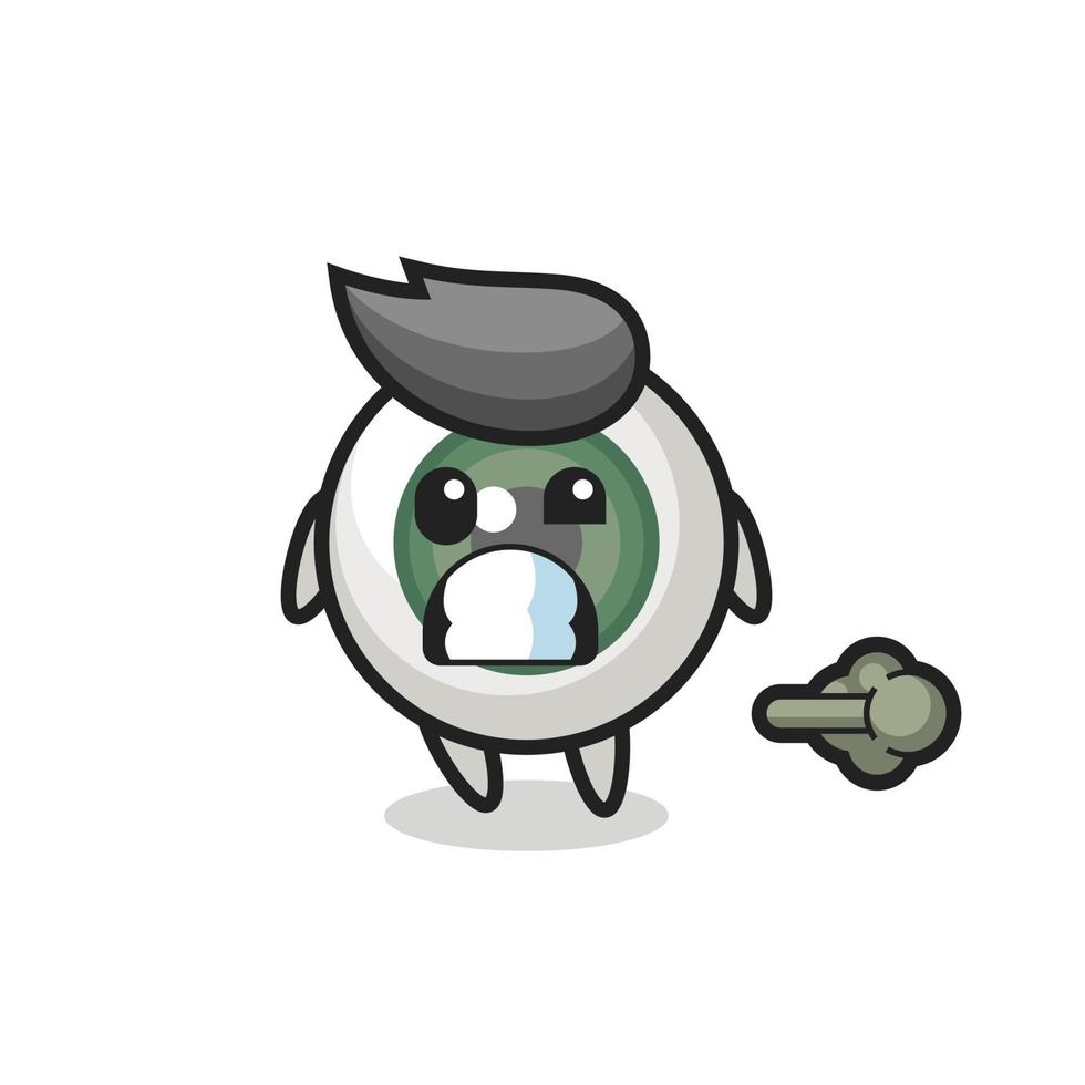 the illustration of the eyeball cartoon doing fart vector