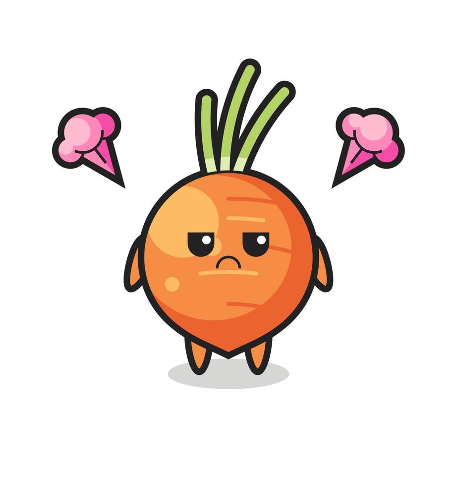 annoyed expression of the cute carrot cartoon character vector