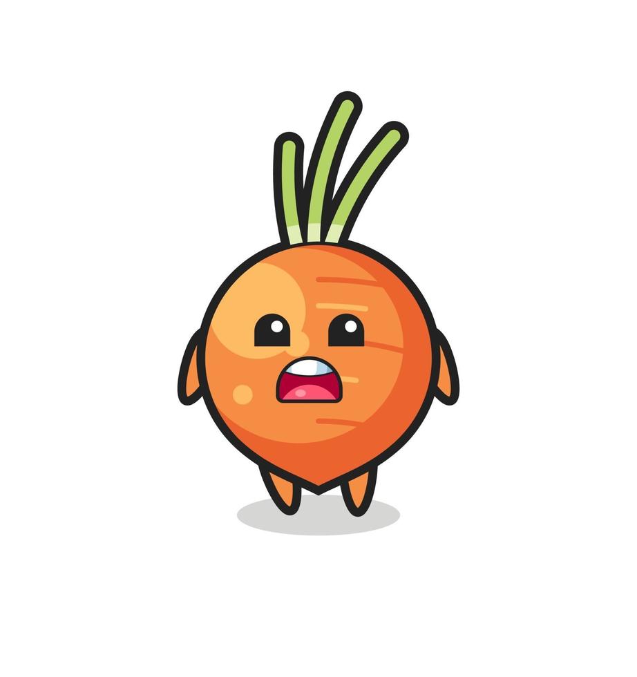 Ilustración de zanahoria con expresión de disculpa, diciendo que lo siento. vector