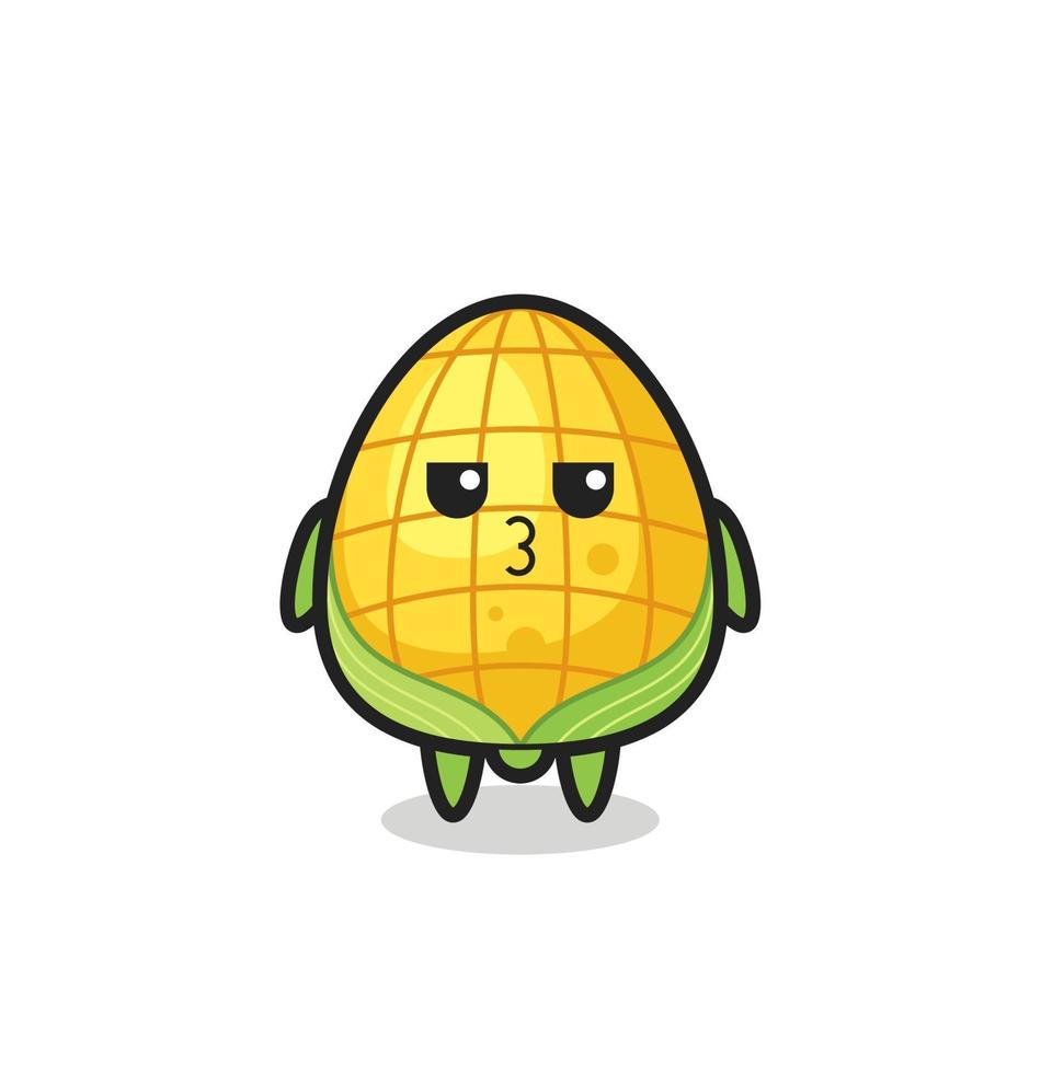 the bored expression of cute corn characters vector