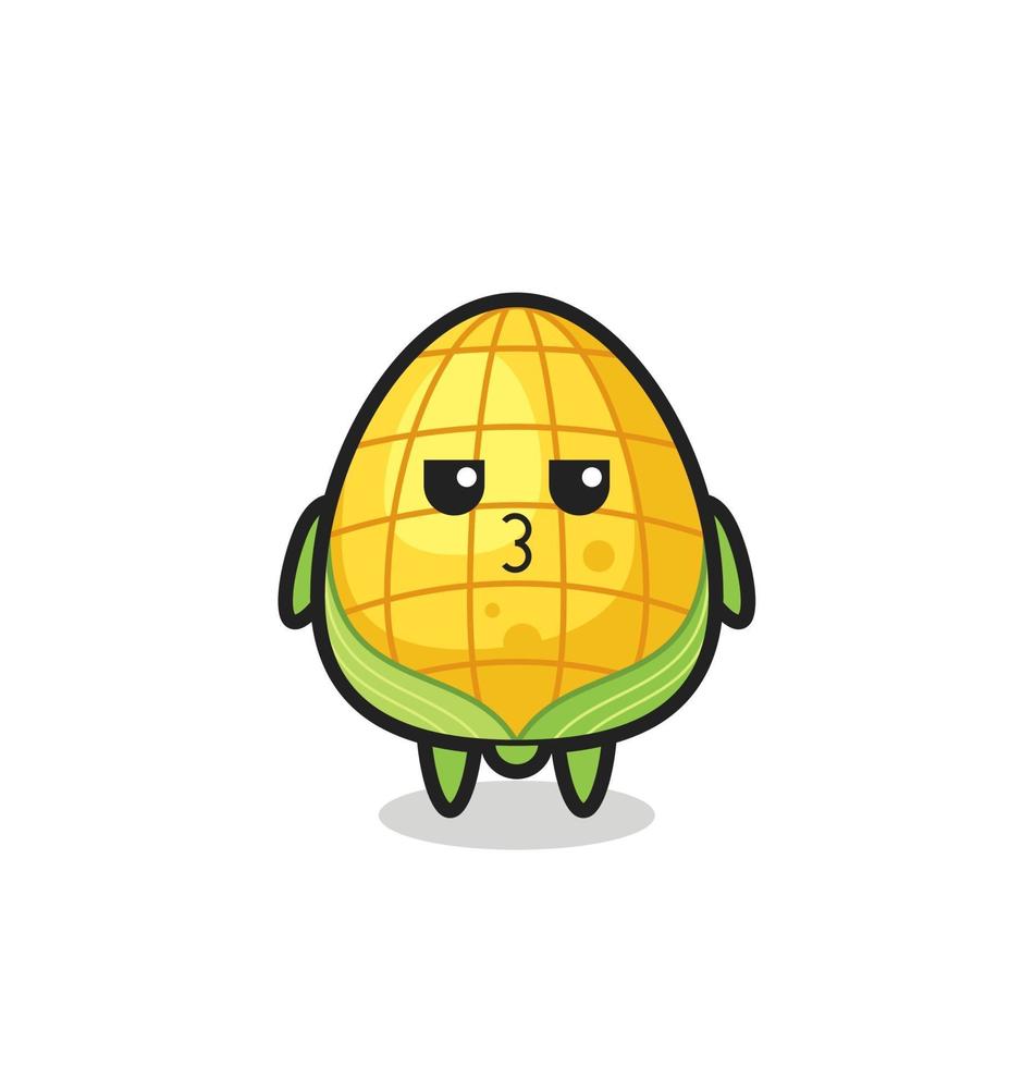 the bored expression of cute corn characters vector