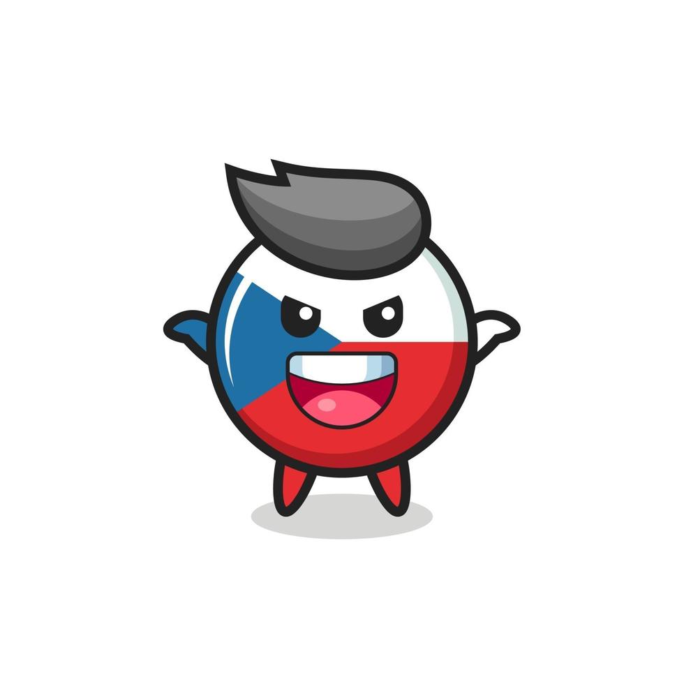 the illustration of cute czech republic flag badge doing scare gesture vector