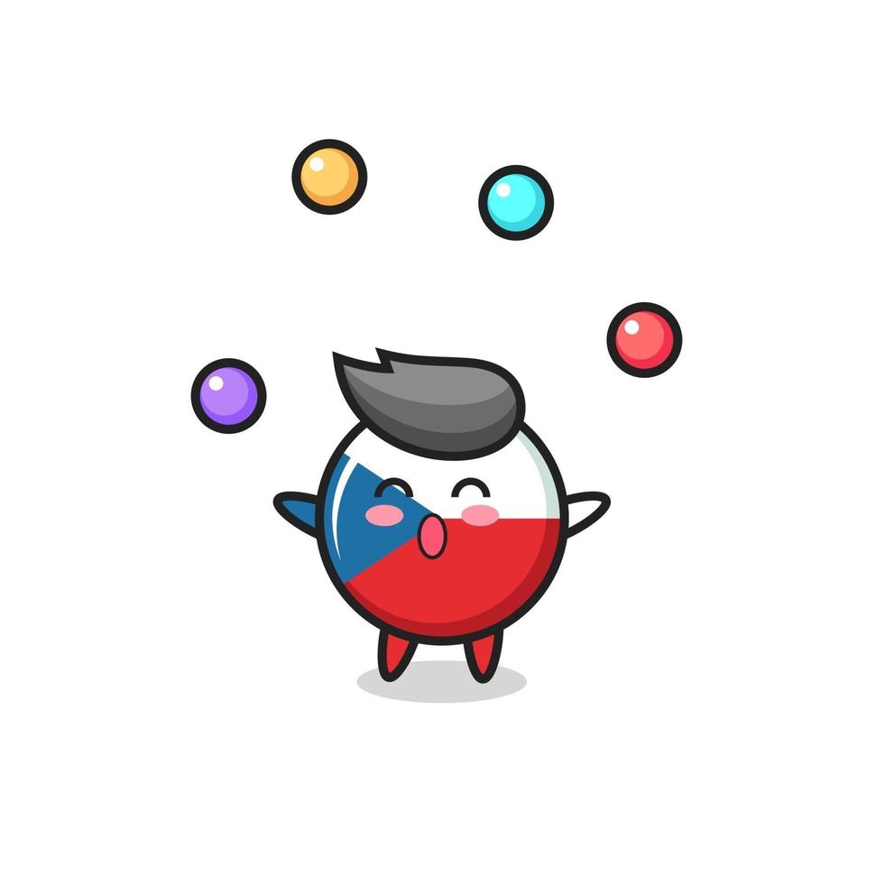 the czech republic flag badge circus cartoon juggling a ball vector