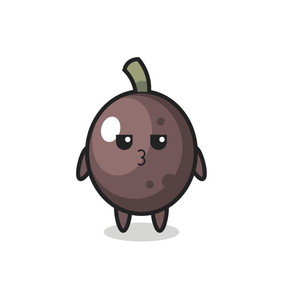 the bored expression of cute black olive characters vector