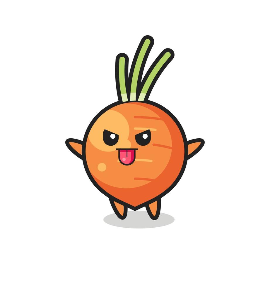 naughty carrot character in mocking pose vector