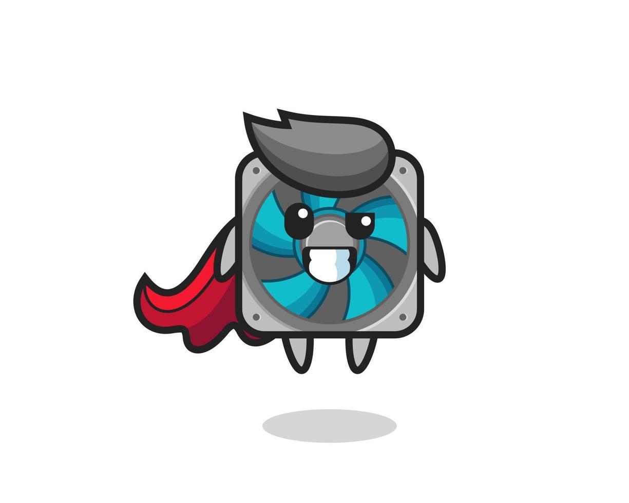 the cute computer fan character as a flying superhero vector