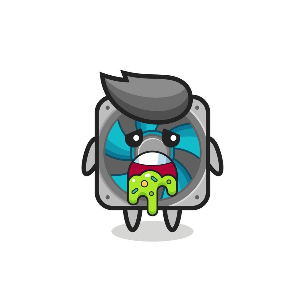 the cute computer fan character with puke vector