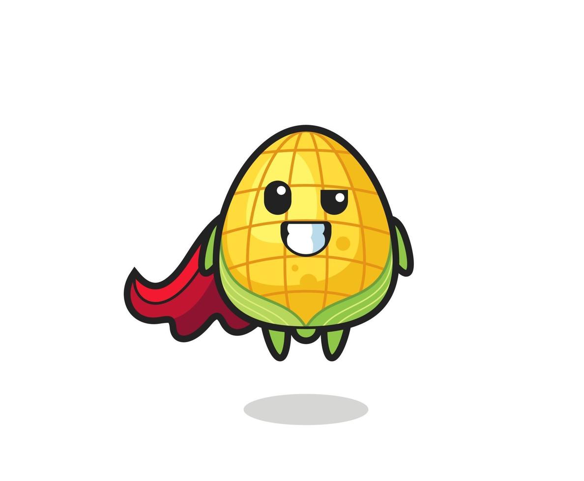 the cute corn character as a flying superhero vector