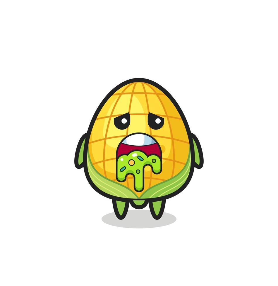 the cute corn character with puke vector