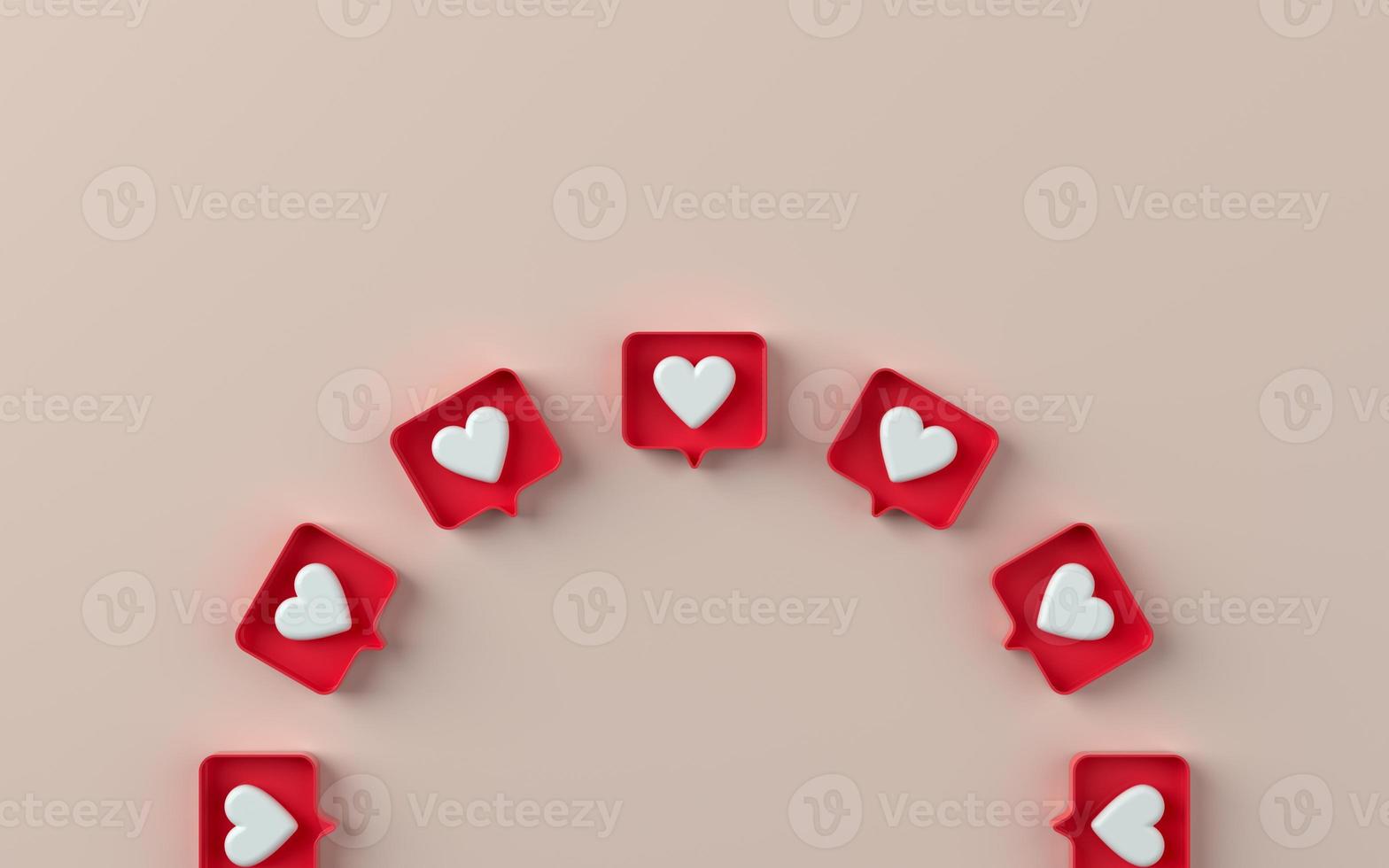 3D social media like notification icon illustration in 3d photo