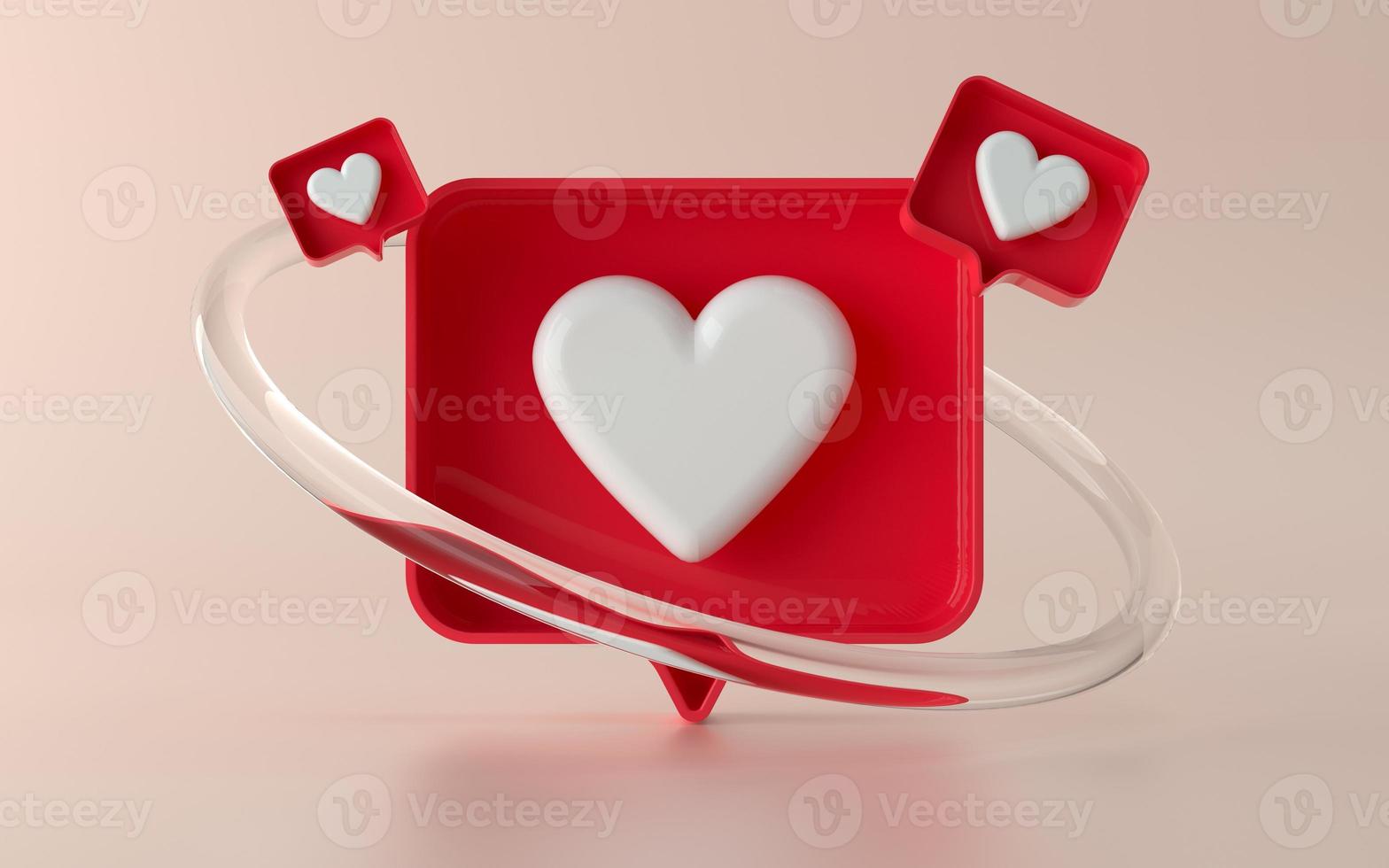 3D social media like notification icon illustration in 3d photo