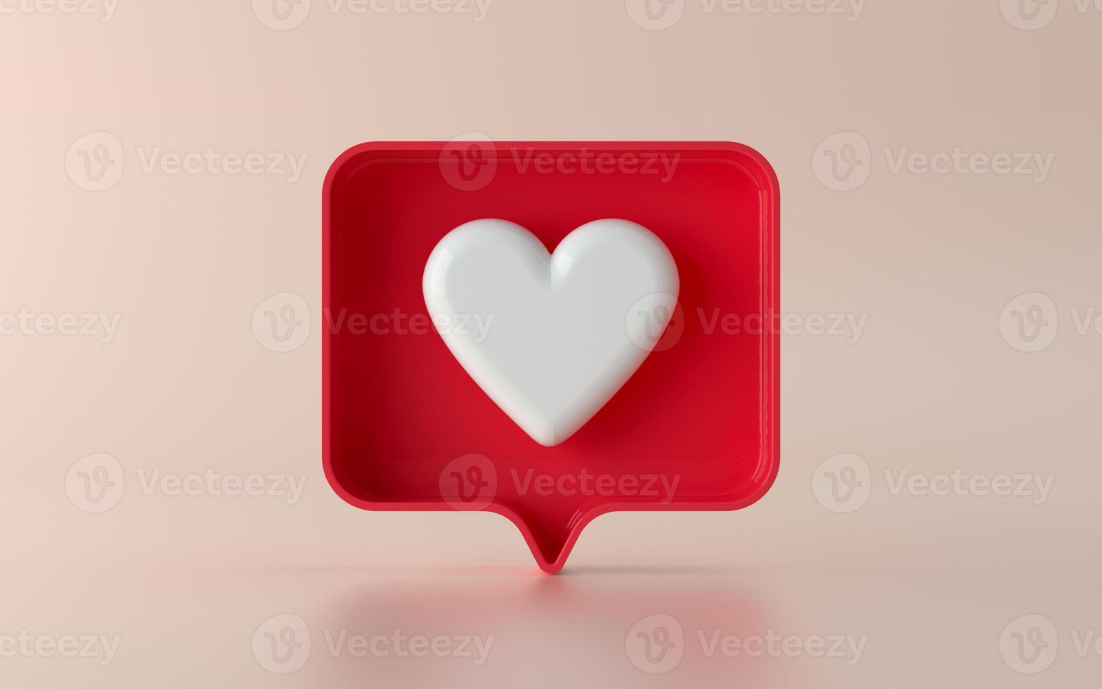 3D social media like notification icon illustration in 3d photo