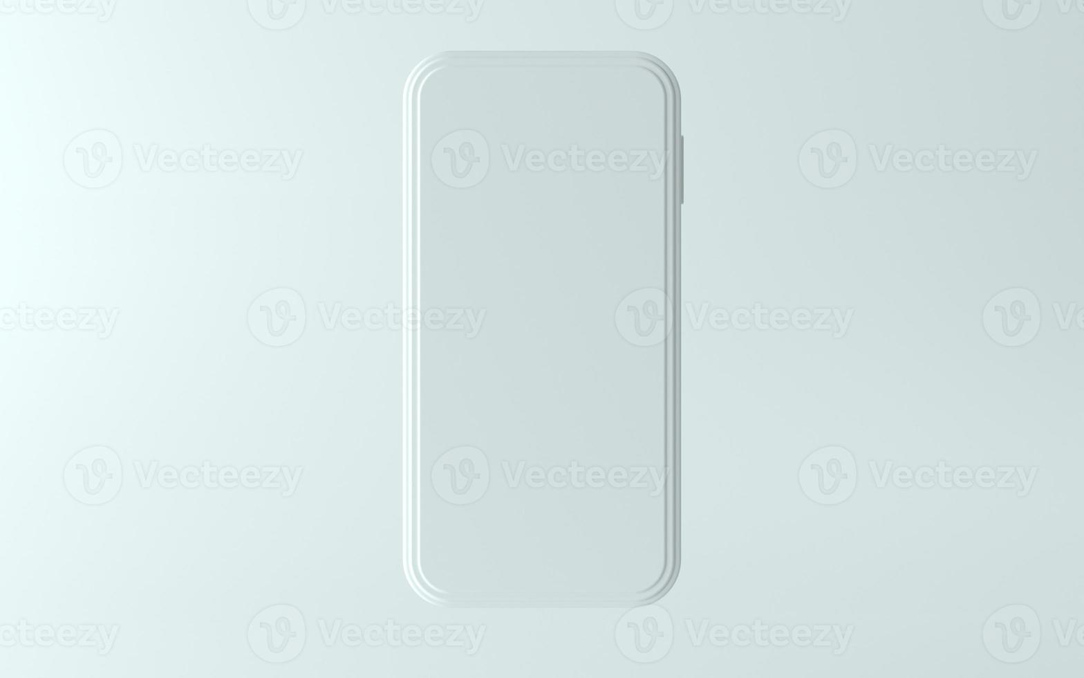 Ilustración de teléfono blanco 3d con pantalla en blanco foto