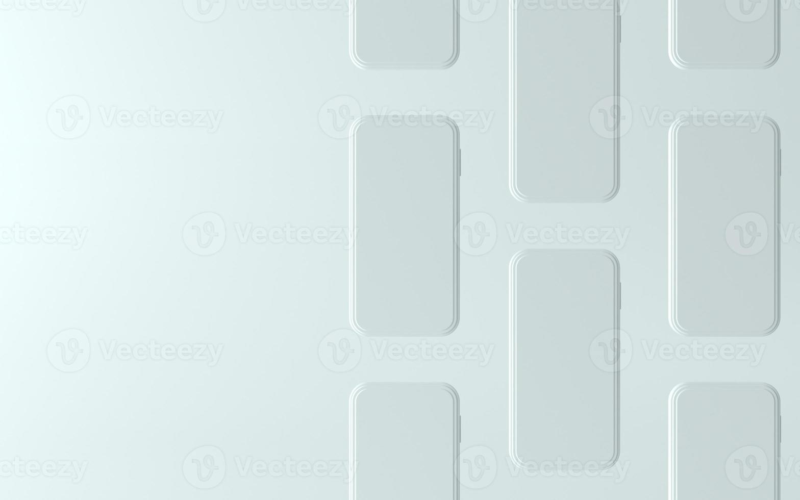 Ilustración de teléfono blanco 3d con pantalla en blanco foto