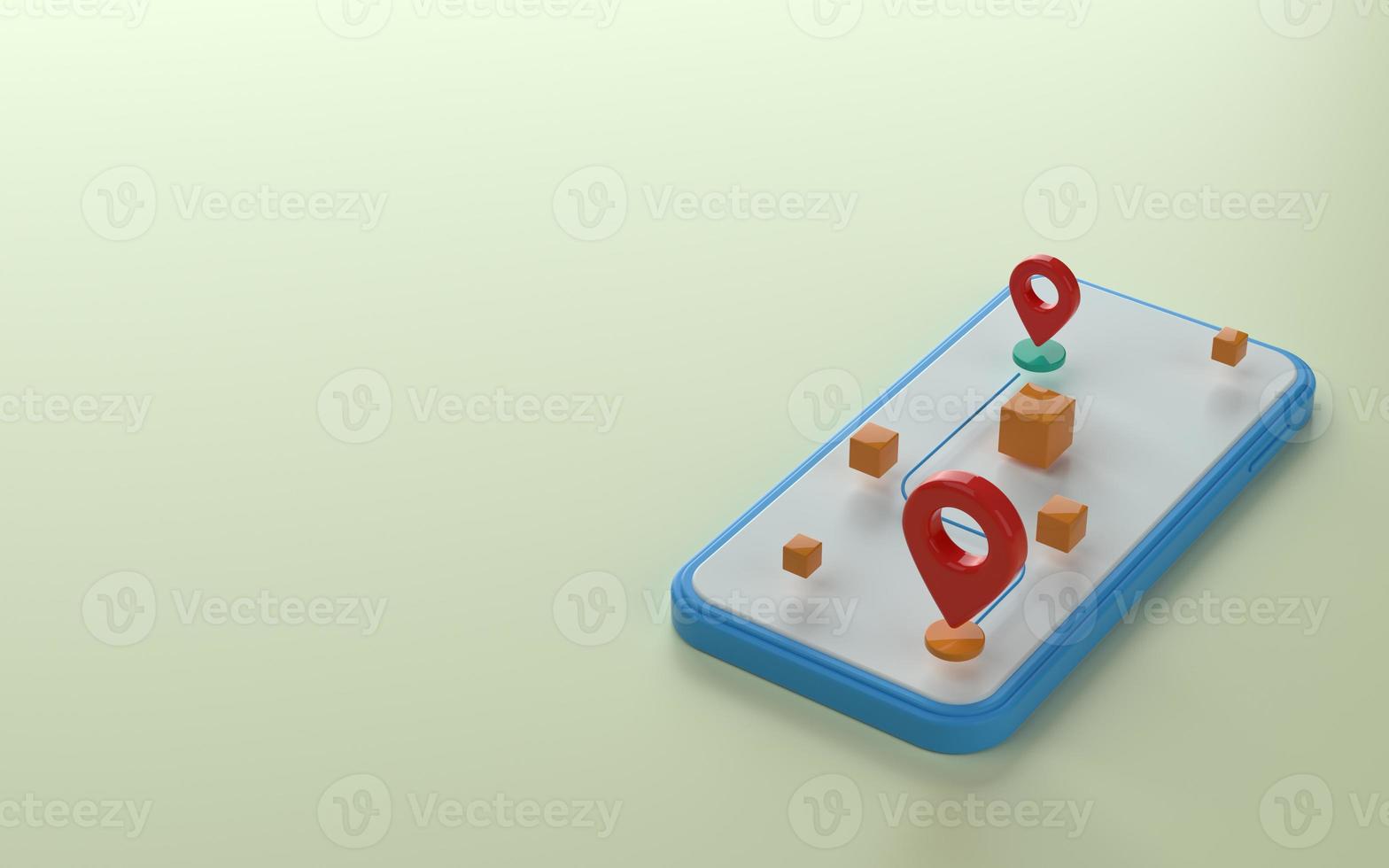 Map marker or pin point on top of phone 3d illustration photo