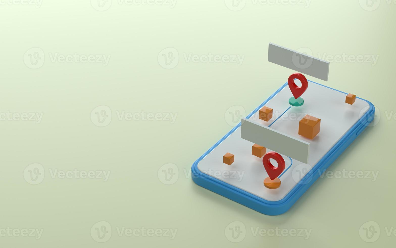 Map marker or pin point on top of phone 3d illustration photo